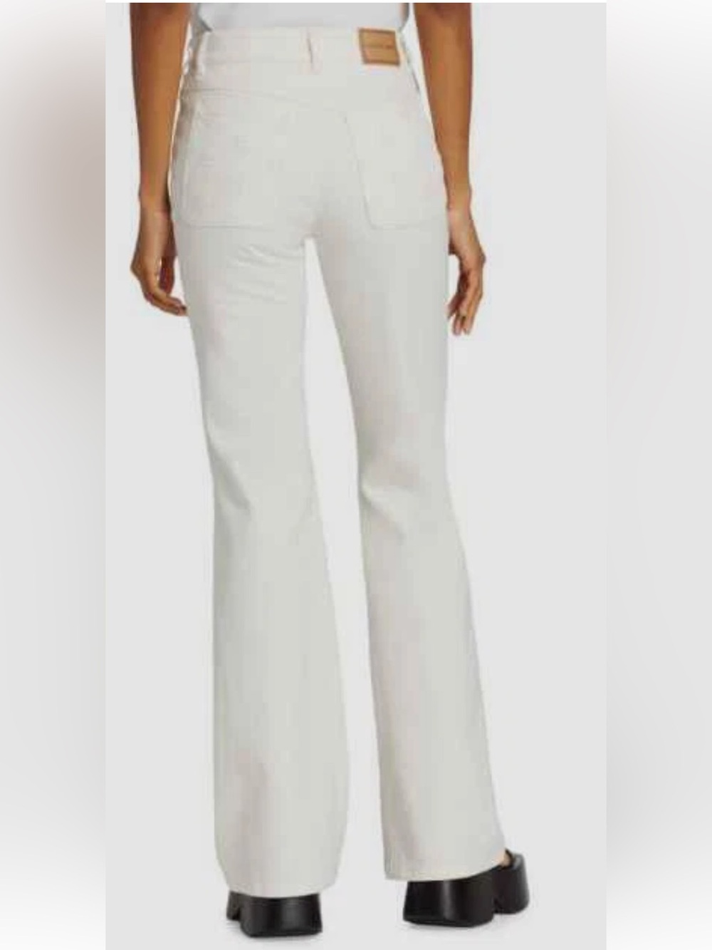 See By Chloé Iconic Emily White High Rise Flared Jeans Eyelet Embroidered Pocket - Picture 3 of 8